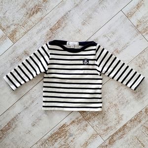 Petit Bateau Cream and Blue stripped shirt size12m